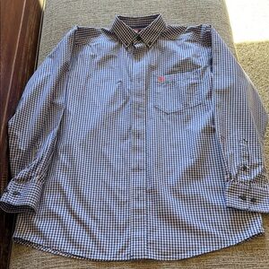 Ariat Blue and White Gingham Button-Down Shirt